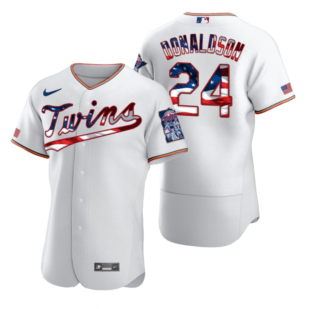 Minnesota Twins #24 Josh Donaldson Men Nike White Fluttering USA Flag Limited Edition Authentic MLB Jersey->minnesota twins->MLB Jersey